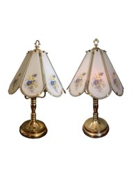 Pair Of Touch Table Lamps With Glass Shades