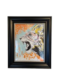 Framed Colorful Lion Art Print