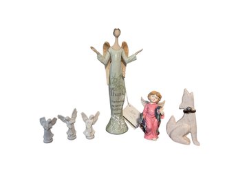 Angel And Howling Coyote Figurines