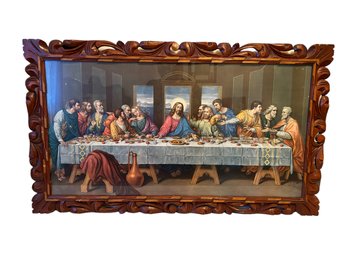 The Last Supper Print In Intricate Wood Frame