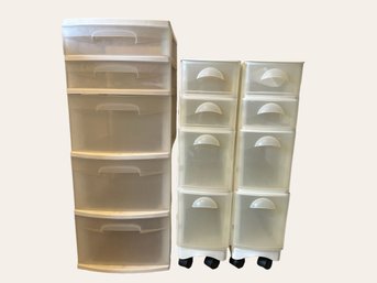 Plastic Storage Drawer Towers - Group Of 3