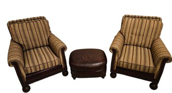 Stanford Matching Lounge Chairs With Leather Ottoman