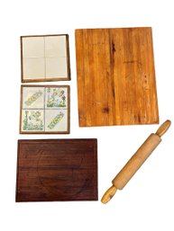 Rolling Pin, Tile Trivets, Butcher Block Cutting Boards