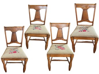 Constitution Oak Chairs With Hand Stitched Needlepoint Seats