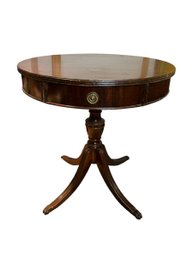 Vintage Brandt Drum Table With Drawer And Claw Feet