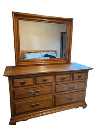 Solid Wood Low Boy Dresser With Mirror