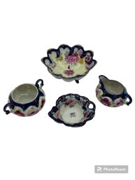 Hand Painted Porcelain Bowls, Creamer, And Sugar