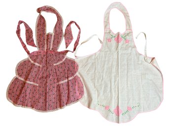Vintage Full Aprons In Pink And White