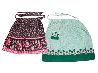 Vintage Half Aprons With Pockets - Holly Hobbie And Tulip / Heart Design