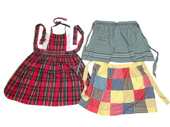 Vintage Plaid / Checkered Aprons - 1 Full And 2 Half