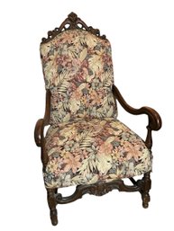 Queen Anne Chair With Floral Upholstery