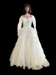 1950s Long Sleeve Lace Wedding Dress