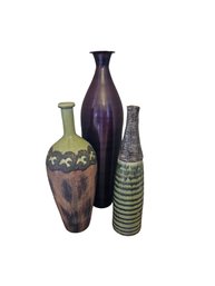 Three Decorative Tall Vases
