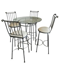 Stylish  Glass Top Counter Height Bistro Table Set