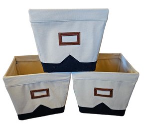 Three Canvas Covered Baskets