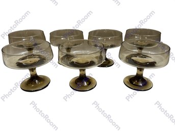 Mid Century Vintage Libbey Tawney Accent Smoke Brown Cocktail/Desert Glass's Set Of 7