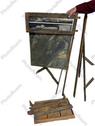 Vintage Schoolhouse Easel Chalkboard With Rotating Scroll