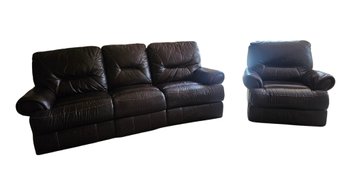 Beautiful Leather Couch With Matching Chair