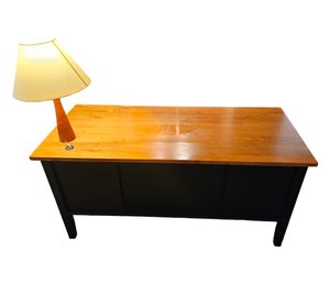 American Made Two Toned Office Desk With Lamp