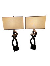 Two Matching Twisted Root Lamps