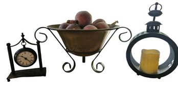 Three Piece Home Decor Lot With Faux Apples