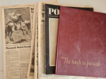 Vintage Newspapers With JFK Post Magazine
