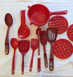 Fabulous Red KitchenAid  Utensil Set With More Red Utensil Set.