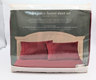 Sonoma Red Color Full Size 4-piece Flannel Sheet Set