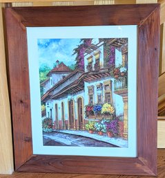 Artist Horacio, Old Mexican Town Print Professional Framed.
