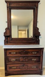 Antique  Marble-top Dresser With Mirror East Lake Design.