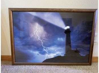 Lighthouse And Lightning Strike