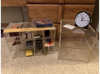 Office Supplies And Clear Plastic Organizers