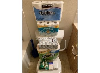 Unopened Toilet Paper, Paper Towels, Kleenex, Soap