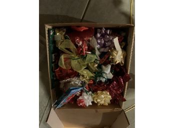 Box Of Christmas Bows And Gift Tags