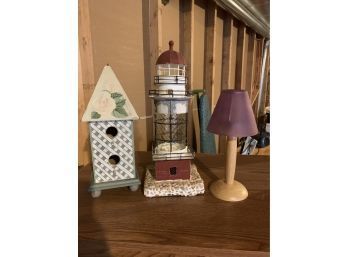 Home Decor Candle Holder, Lighthouse Candle Holder, And Birdhouse