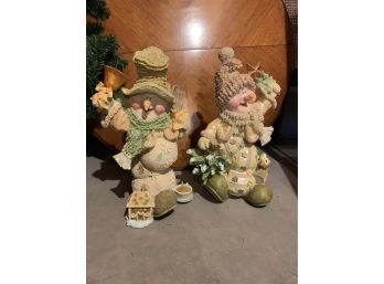 2 Snowman Christmas Decor Statues