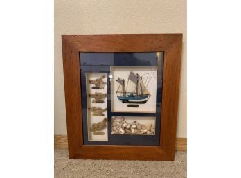 Shadow Box Of Sailboat, Knots, And Shells