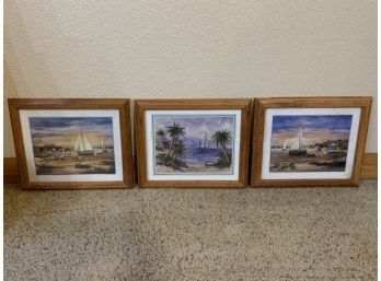 3 Framed Sailboats On The Bay Prints