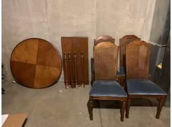 Table Has 1 Leaf And 4 Cane Back Chairs