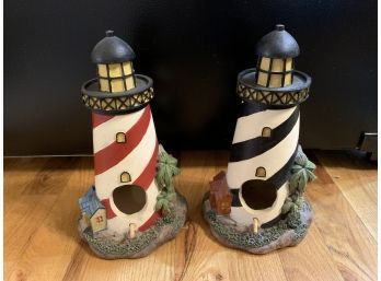 Pair Of Lighthouse Birdhouses