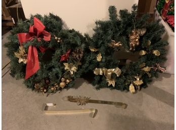 2 Medium Wreaths With Door Hangers