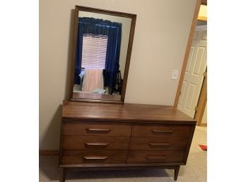 Mid Century Bassett Walnut Impact Collection Dresser With Mirror