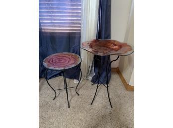 Small Glass Table And Bird Bath With Flower Design