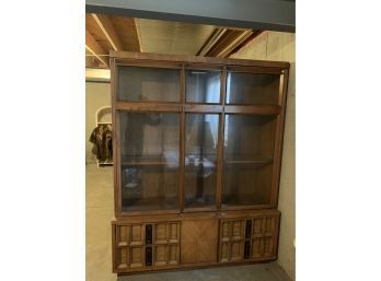 Vintage Lighted 2 Piece China Hutch