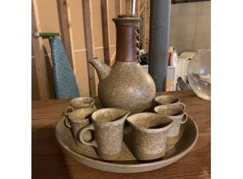 Tea Set With Tray Signed On Bottom