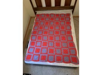 Red And Gray Crochet Blanket