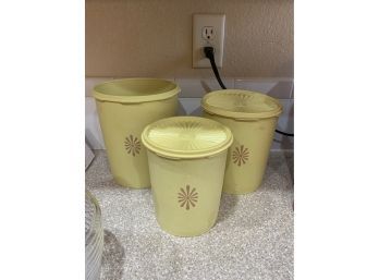 Yellow Tupperware Canisters