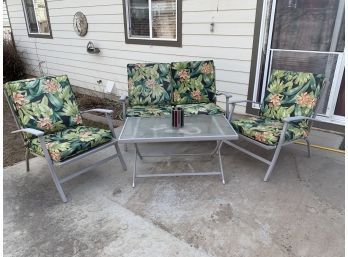 Conversation Patio Set Bench, Two Chairs, And Table