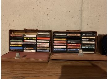 Cassette Tapes In Tan Carrying Cases