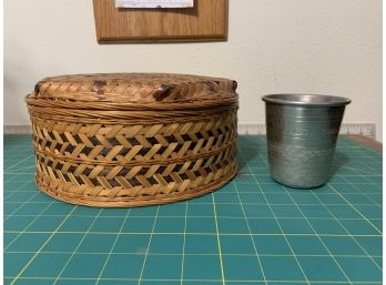 Sewing Basket And Large Thimble Cup